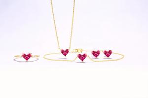 Ожерелье с подвеской в виде красного сердца из натурального корундового золота 14 карат - Product Image 5