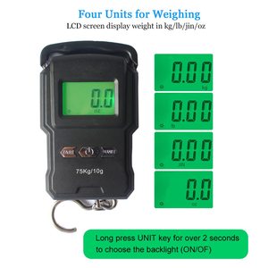 Portable Digital Hanging Scale 75kg 10g LCD Display Built-In <b>Tape</b> Measure for Travel Outdoor Use - Product Image 3