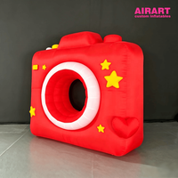 Cadre de caméra gonflable géant de 2,5 m, rouge, en forme de dessin animé, accessoire interactif pour événements et mariages