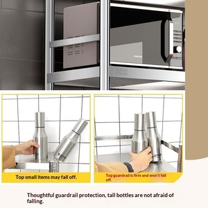 Étagère de rangement commerciale en acier inoxydable 304 argentée, sur pied, multi-niveaux, gain de place, type pot, avec clôture - Product Image 3