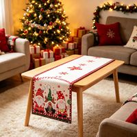 Chemin de table réutilisable et durable pour décorations de Noël, rouge et blanc, motif flocon de neige, pour fournitures de fêtes et décorations de Noël