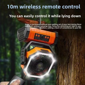 Nuevo Ventilador de Camping para Exteriores con Luz, Control Remoto, Ganchos Dobles, Carga Solar/USB, 8+ Horas de Autonomía, Banco de Energía Portátil de 20000mAh para Auto/RV - Product Image 4