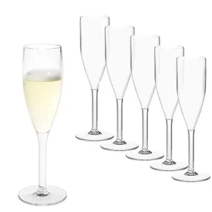 6 flûte da champagne in plastica riutilizzabili da 170 cc, infrangibili, per feste ed eventi - Product Image 1