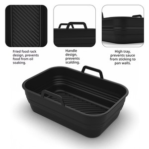 Moules de cuisson rectangulaires pliables en silicone épaissi Elite Fresh, sûrs et antiadhésifs pour friteuses à air et cuisinières - Product Image 3