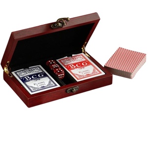 <span class=keywords><strong>Scatola</strong></span> Porta Carte da Gioco in Legno con Foglia d'Oro, <span class=keywords><strong>Contenitore</strong></span> per Mazzi di Carte da Poker per Feste - Product Image 1