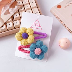 새로운 봄 봉제 달콤한 머리핀 탄성 헤어 밴드 다채로운 헤어 클립 액세서리 여자 아이를위한 꽃 색상 블록 헤어 타이 - Product Image 6