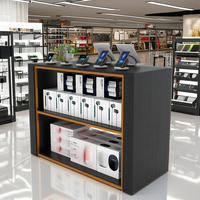 Comptoir de présentation mobile moderne en stratifié de bois blanc multicouche pour magasin de téléphonie mobile