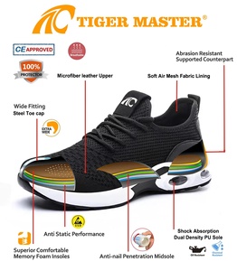 Scarpe Antinfortunistiche da Uomo Nere <span class=keywords><strong>S1P</strong></span> con Suola Ammortizzata, Antiscivolo, Resistenti all'Olio, Antiurto, Punta in Acciaio, Antiperforazione, Leggere - Product Image 6
