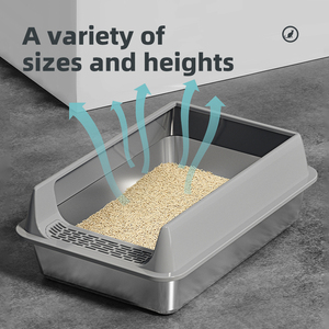 Toilette pour <span class=keywords><strong>chat</strong></span> rectangulaire Bac à litière pour <span class=keywords><strong>chat</strong></span> en acier inoxydable Grande capacité Durable Filtration par tamisage Favorise un environnement plus propre - Product Image 6