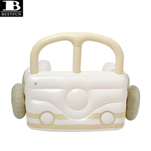 Materasso Gonfiabile Portatile per Bambini a Forma di Furgone, Colore Crema, per Viaggi, Pernottamenti, Casa, Campeggio e Tenda all'Aperto - Product Image 4