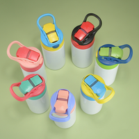 Botol minum anak-anak stainless steel vakum terisolasi 350ml dengan sedotan, insulasi termal 6-12 jam, siap sublimasi