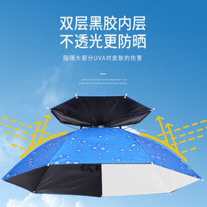 Double Layered Windproof Rainproof Fishing Umbrella Hat Breathable Waterproof Outdoor Sun Protection Folding Head Cover Bucket - Product Image 1