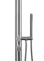 Colonne de douche extérieure autoportante en acier inoxydable 316, chaude et froide, douche de piscine ronde S317