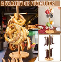 Support de bretzel support présentoir en forme d'arbre en bambou avec bras suspendus beignets bagels et crochet de saucisses pour la fête de l'Oktoberfest