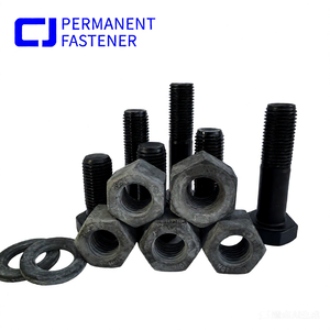 Baut Struktural Heksagonal Baja Paduan Kekuatan Tinggi 10.9S Lapisan Oksida Hitam M22X70 UNC Thread dengan Mur dan Ring - Product Image 1