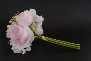 Vente en gros de bouquet de roses en soie artificielle de printemps pour décoration de mariage