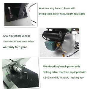Machine à bois multifonctionnelle automatique 3 en 1 : Raboteuse de banc et Dégauchisseuse quatre faces avec table à mortaiser, Moteur 220V 2 kW - Product Image 5