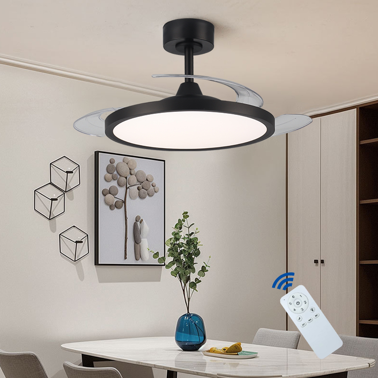 Modern Led Ceiling Fan Light Full Spectrum Fixtures Lamp Quiet Hidden Blades Ceiling Fan with Light