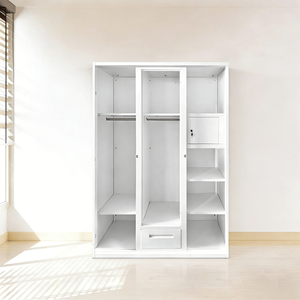 Lemari Pakaian Logam Bermotif 3 Pintu, Lemari Baja, Lemari Besi dengan Laci dan Cermin untuk Kamar Tidur - Product Image 4