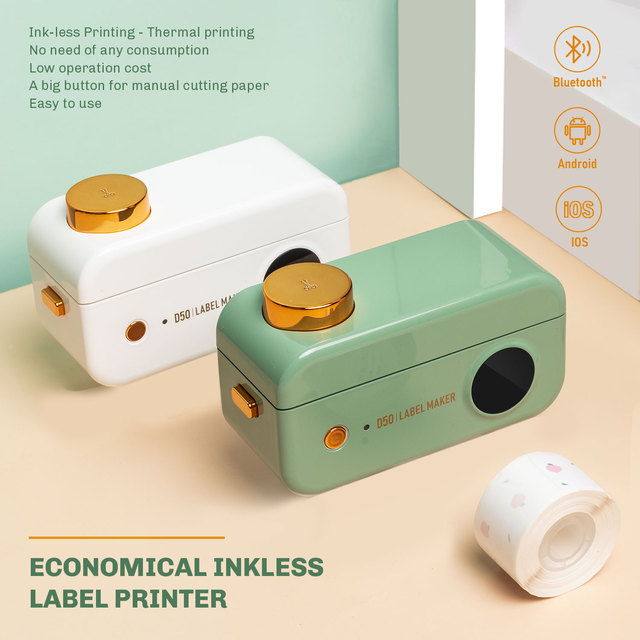 D50 16mm 20mm 24mm Multi-functional Wireless Note Sticker Name Label Printer for Mobile Mini Sticker Printer