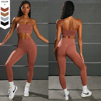 Frauen Nahtlose Yoga-Kleidung Hochela tischer Yoga-BH und Leggings 2-teiliges Sport-Fitness-Fitness-Set