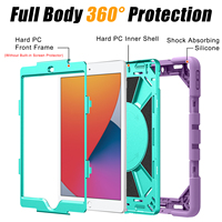 Étui de protection robuste et abordable pour tablette, idéal pour les voyages en famille ou d'affaires, avec sangle de transport réglable et béquille pour iPad 7e/8e/9e génération
