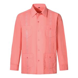 Camisa <span class=keywords><strong>Guayabera</strong></span> Casual de Algodón a Rayas para <span class=keywords><strong>Hombre</strong></span>, Manga Larga, Cuatro Bolsillos, Antiarrugas y Duradera - Product Image 3