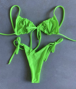 Venta al por mayor de color sólido con cordones Micro String Bikini Hot <span class=keywords><strong>Sexy</strong></span> - Product Image 5