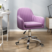 Chaise d'ordinateur en velours pour petit espace - Ergonomique, réglable en hauteur, pivotante, pour étude, dortoir, bureau à domicile, moderne, en acier