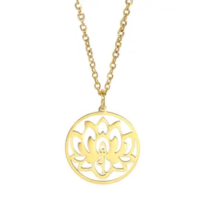 Myshape Lotus Flower Yoga collana con ciondolo in acciaio inossidabile gioielli da donna buddismo illuminazione Yogi Charm amuleto spirituale