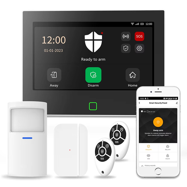 Tuya Smart WiFi 4G Home Security Alarm System Kit 7 Inch Full-Color ABS Touch Screen Display 5000mAh Battery GSM Network