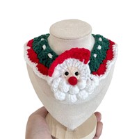 Collier de Noël et du Nouvel An pour chat en fibre acrylique mignon avec clochette, écharpe tricotée et bavoir