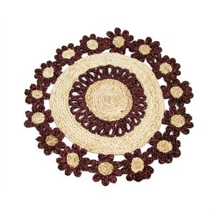 2026 Model Natural Jute Woven Anti-Slip Customizable <b>Place</b> <b>Mat</b> Braided Table <b>Mat</b> Floral Border Eco Friendly Home Decor Made - Product Image 1