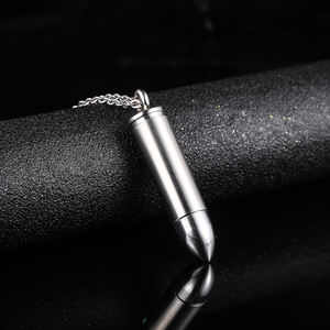 Collar de joyería personalizada, pequeña Bala, joyería de moda, colgantes de acero inoxidable 316L, collares de urna para cenizas - Product Image 3