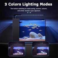 Aquarium en verre ultra-clair sans bordure avec éclairage LED intégré, filtre latéral dissimulé et filtration multi-étapes pour bureau et maison