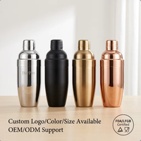 Shaker à cocktails en acier inoxydable 18/8 avec logo personnalisé, anti-fuite, pour cocktails, martinis, bars, restaurants, hôtels, fêtes à domicile, vente en gros