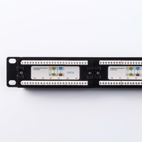 Panel Patch Jaringan Cat5e UTP Tanpa Pelindung 24 Port 1U 19 Inch Rack Mount 110 Krone Dual IDC RJ45 dengan Back Bar