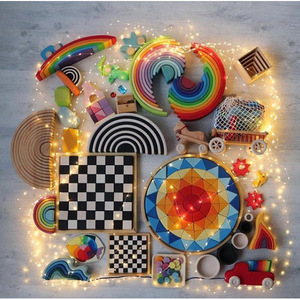 Bloques de construcción de arcoíris de madera, juguete de 38-50 piezas para apilar, para niños de 4 a 6 años, reconocimiento de colores, educación temprana - Product Image 3