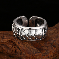 Bague BOCAI S925 en argent sterling pour homme, design classique unisexe en écailles de dragon, bande réglable, bague de mariage hip-hop, bijoux fins