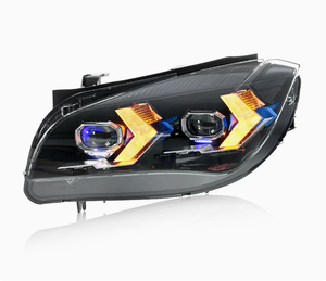 Conjunto de Faros Delanteros para <span class=keywords><strong>BMW</strong></span> <span class=keywords><strong>X1</strong></span> E84 2010-2015, Estilo Flecha, LED <span class=keywords><strong>Blanco</strong></span> y Amarillo, Luz Diurna Conmutable - Product Image 3