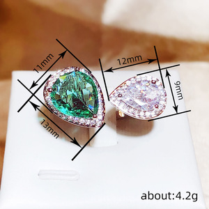 Anello Regolabile a Goccia con Zirconi per Donne, Elegante Gioiello da Dito alla Moda - Product Image 4