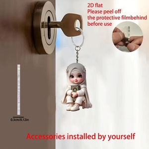 Portachiavi 2D piatto in acrilico con dea mediorientale e foglie ispirate alla <span class=keywords><strong>natura</strong></span>, ideale per interni auto, decorazioni per la casa, regalo unico - Product Image 4