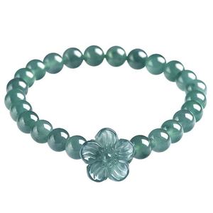หยกเจไดต์ธรรมชาติสีน้ำเงินลายดอกพีช กำไลหยกแฟชั่นสำหรับผู้ชายและผู้หญิง ขายส่ง SL100 - Product Image 1