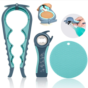 Juego de 3 abridores de frascos y botellas para manos débiles, personas mayores con artritis, abridor de latas multifunción 5 en 1, juego de herramientas de cocina - Product Image 1