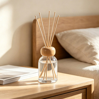 Diffuseur de parfum en verre transparent avec couvercle en bois et résine, luxe