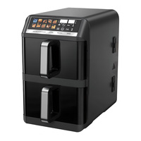 Freidora de aire inteligente de doble cesta con pantalla táctil digital, 6L+6L, para cocina, electrodoméstico de 10 menús, con doble cajón apilable