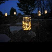 Bocal Solaire Lanterne Lumières, Paquet De 8 30 Ampoules LED Fée Étoile Luciole Solaire Couvercles Pot Lumières, 8 cintres