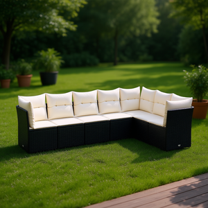 Modular Black Pe Rattan Garden <b>Sofa</b> <b>Set</b> Outdoor Furniture Contemporary Design High Density Foam Cushions - Product Image 2