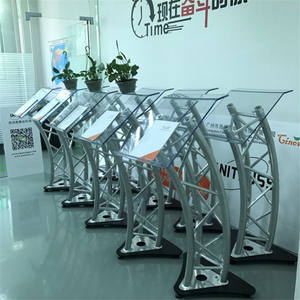 Acrílico transparente 4 pies gris <span class=keywords><strong>aluminio</strong></span> concierto vidrio discurso podio - Product Image 4