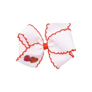 Barrette à cheveux rose et rouge pour la Saint-Valentin, faite à la main, en tissu, avec nœud mignon pour enfants, pince en ruban gros-grain, accessoire de coiffure latéral pour enfants - Product Image 2